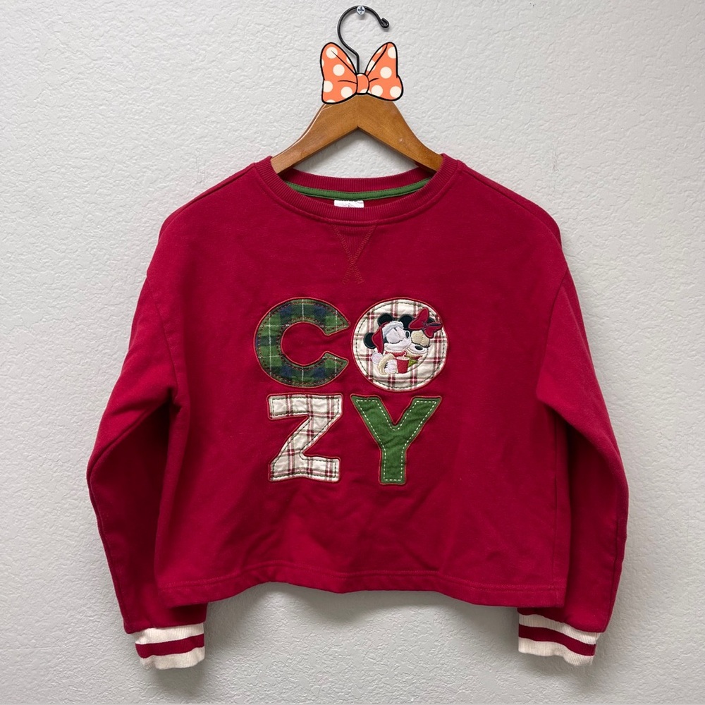 DISNEY STORE Red Mickey and Minnie Mouse “COZY” Holiday Christmas Sweater 🎄 XS